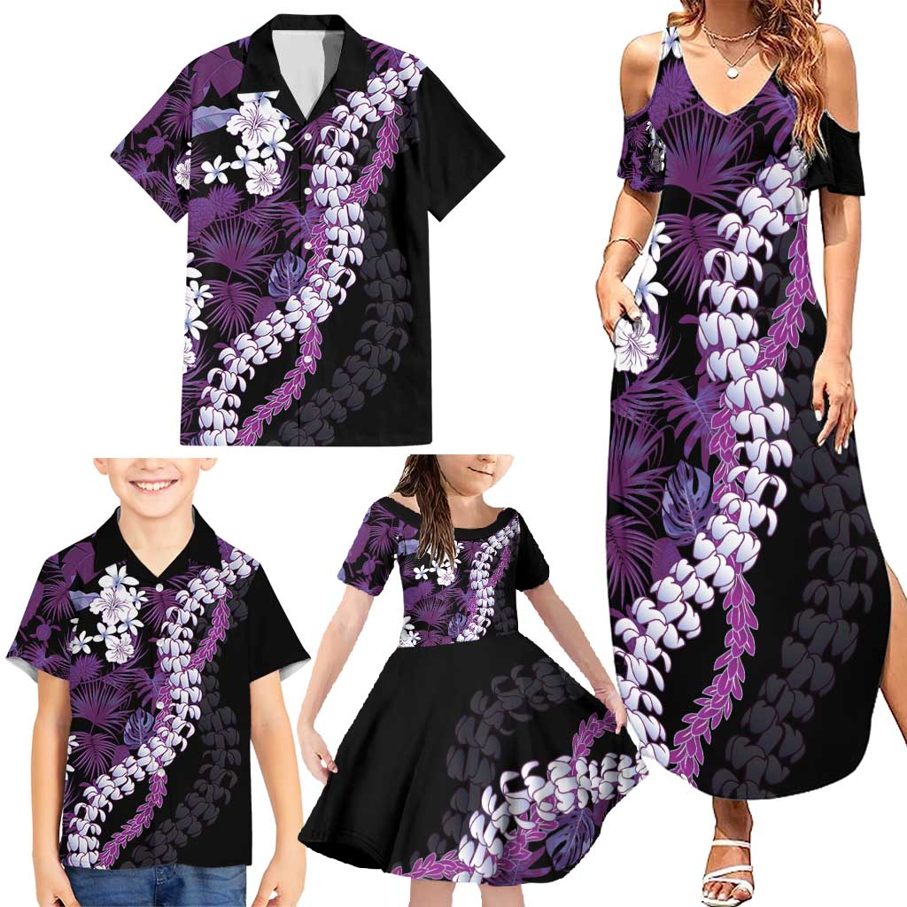Poni Aloha Hawaii Lei Family Matching Summer Maxi Dress and Hawaiian Shirt Tropical Flowers Elegant Vibe - Polynesian Pride