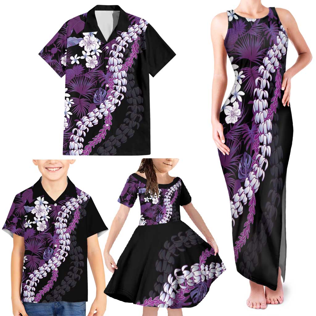Poni Aloha Hawaii Lei Family Matching Tank Maxi Dress and Hawaiian Shirt Tropical Flowers Elegant Vibe - Polynesian Pride