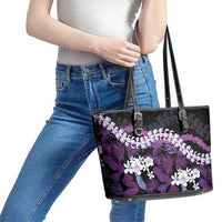 Poni Aloha Hawaii Lei Leather Tote Bag Tropical Flowers Elegant Vibe - Polynesian Pride