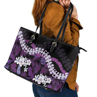Poni Aloha Hawaii Lei Leather Tote Bag Tropical Flowers Elegant Vibe - Polynesian Pride