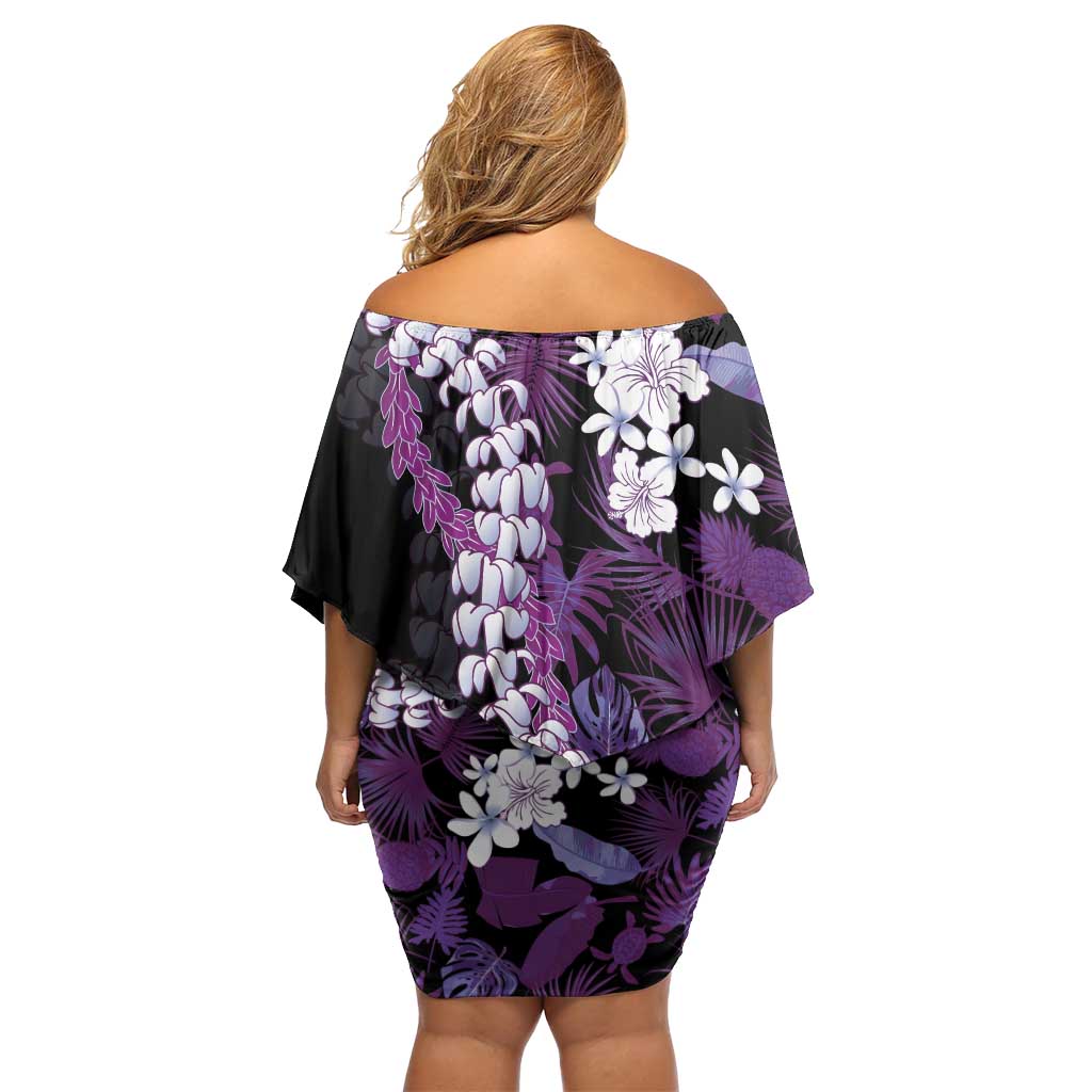 Poni Aloha Hawaii Lei Off Shoulder Short Dress Tropical Flowers Elegant Vibe - Polynesian Pride