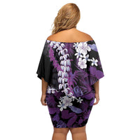 Poni Aloha Hawaii Lei Off Shoulder Short Dress Tropical Flowers Elegant Vibe - Polynesian Pride