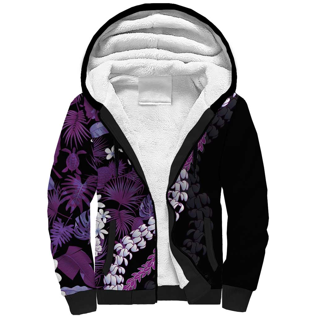 Poni Aloha Hawaii Lei Sherpa Hoodie Tropical Flowers Elegant Vibe - Polynesian Pride