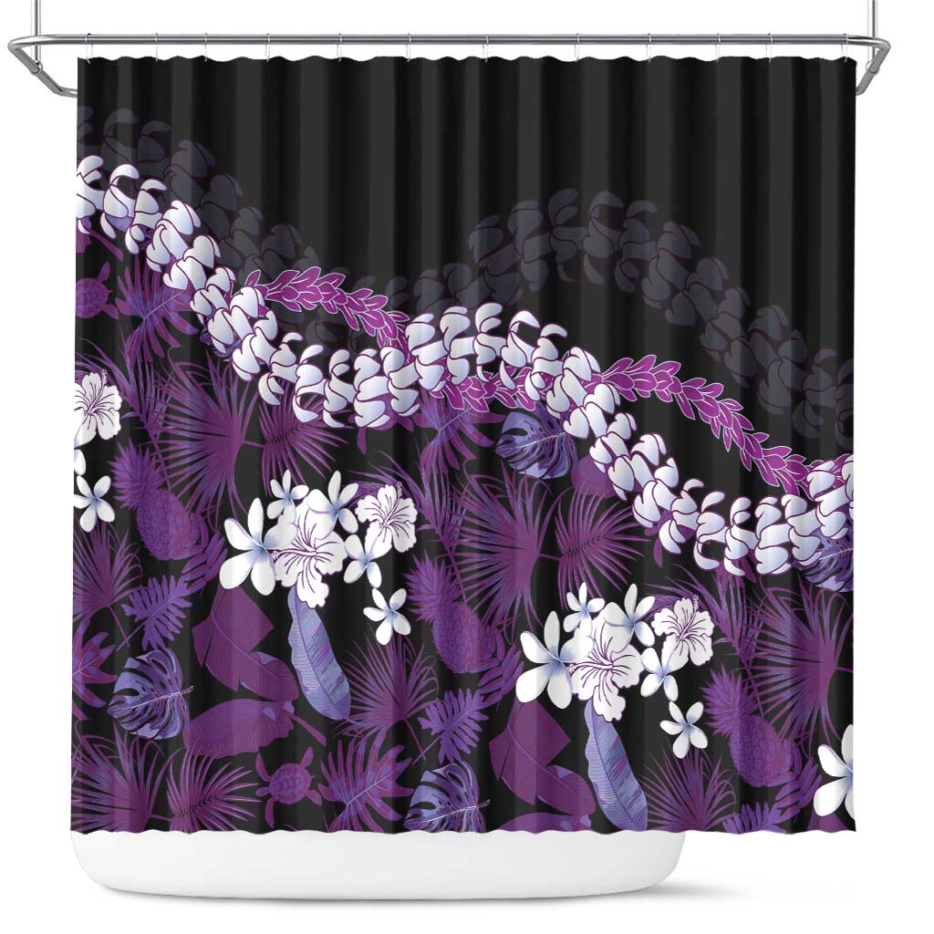 Poni Aloha Hawaii Lei Shower Curtain Tropical Flowers Elegant Vibe - Polynesian Pride