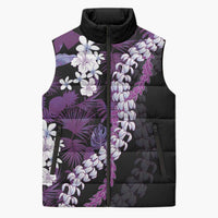 Poni Aloha Hawaii Lei Sleeveless Puffer Jacket Tropical Flowers Elegant Vibe - Polynesian Pride