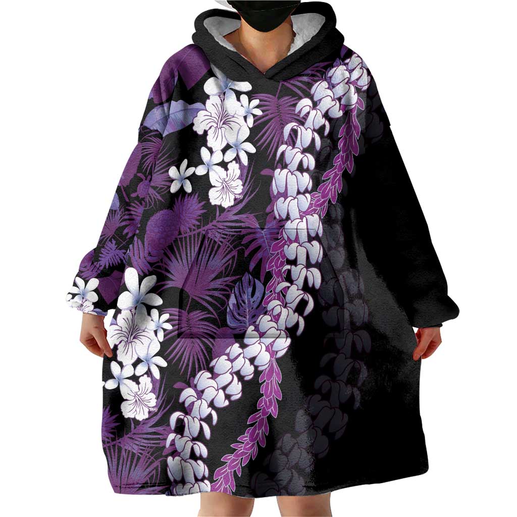 Poni Aloha Hawaii Lei Wearable Blanket Hoodie Tropical Flowers Elegant Vibe - Polynesian Pride