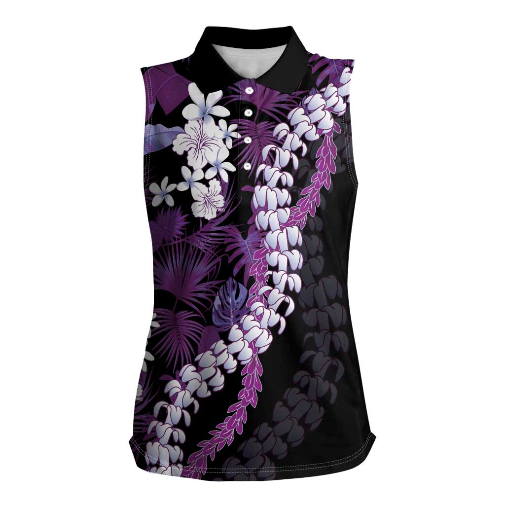 Poni Aloha Hawaii Lei Women Sleeveless Polo Shirt Tropical Flowers Elegant Vibe - Polynesian Pride