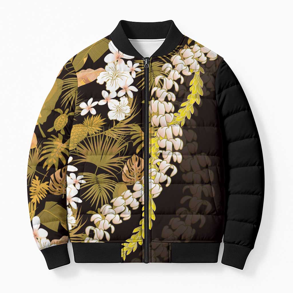 Kula Aloha Hawaii Lei Bomber Puffer Jacket Tropical Flowers Elegant Vibe - Polynesian Pride