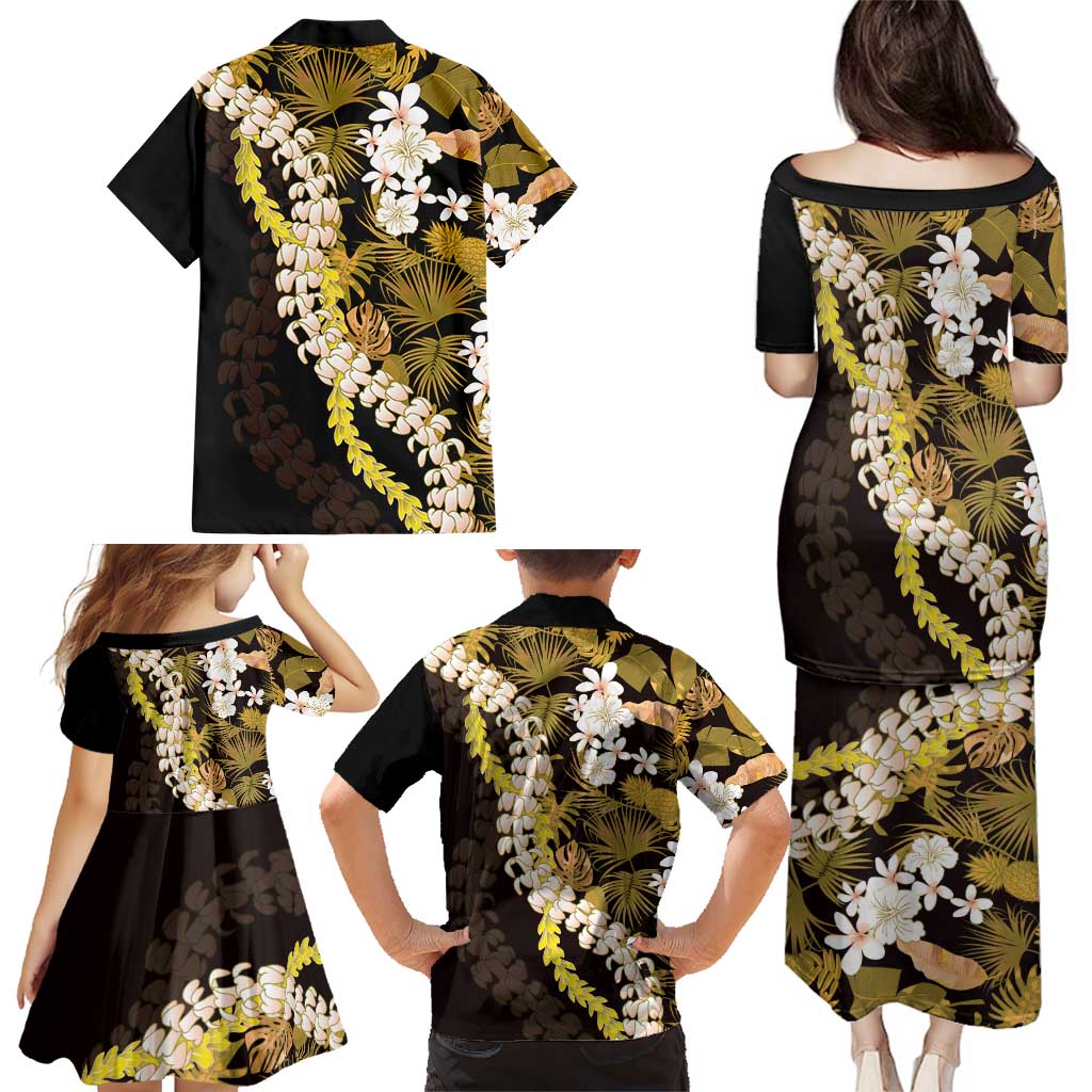 Kula Aloha Hawaii Lei Family Matching Puletasi and Hawaiian Shirt Tropical Flowers Elegant Vibe - Polynesian Pride