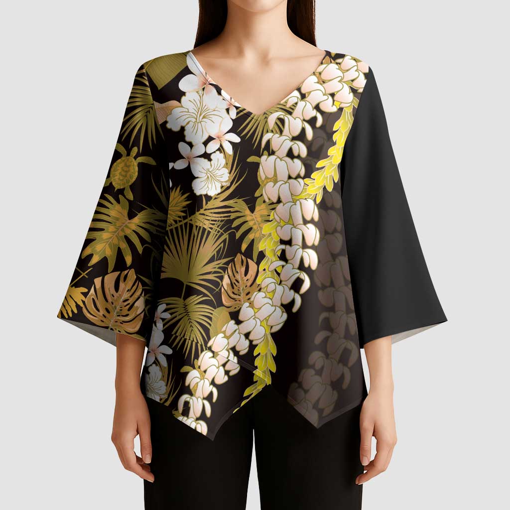 Kula Aloha Hawaii Lei Kimono Sleeve Blouse Tropical Flowers Elegant Vibe - Polynesian Pride