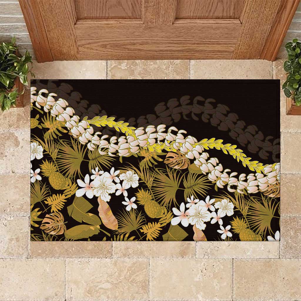 Kula Aloha Hawaii Lei Rubber Doormat Tropical Flowers Elegant Vibe - Polynesian Pride