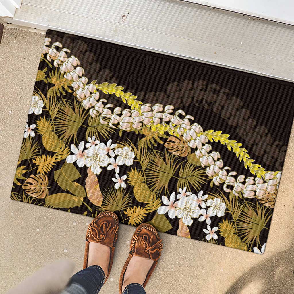 Kula Aloha Hawaii Lei Rubber Doormat Tropical Flowers Elegant Vibe - Polynesian Pride