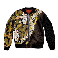 Kula Aloha Hawaii Lei Sleeve Zip Bomber Jacket Tropical Flowers Elegant Vibe - Polynesian Pride
