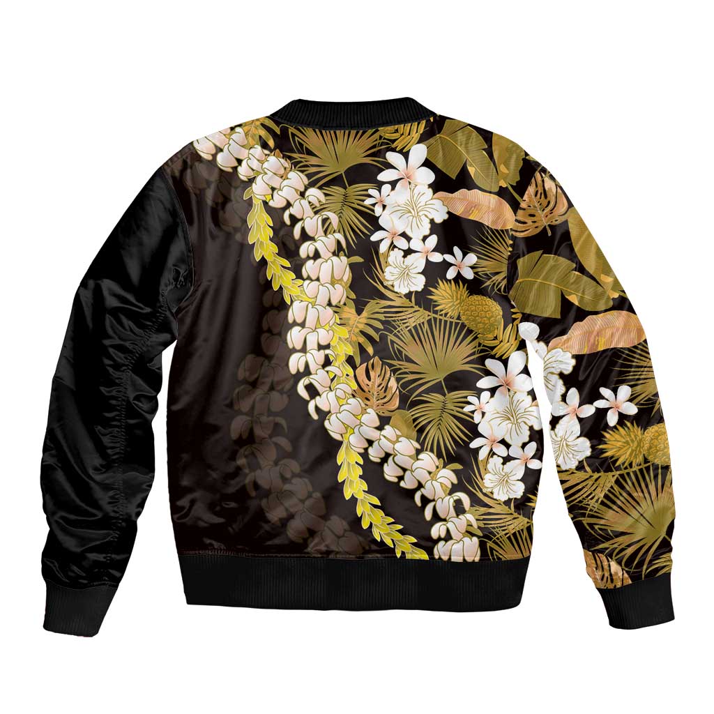 Kula Aloha Hawaii Lei Sleeve Zip Bomber Jacket Tropical Flowers Elegant Vibe - Polynesian Pride