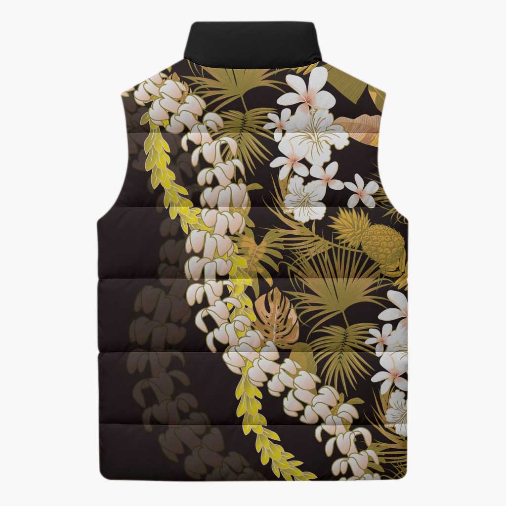 Kula Aloha Hawaii Lei Sleeveless Puffer Jacket Tropical Flowers Elegant Vibe - Polynesian Pride
