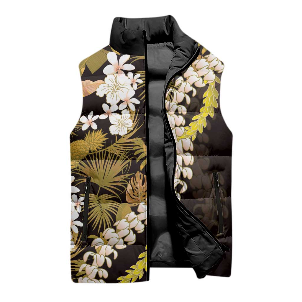 Kula Aloha Hawaii Lei Sleeveless Puffer Jacket Tropical Flowers Elegant Vibe - Polynesian Pride