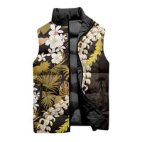 Kula Aloha Hawaii Lei Sleeveless Puffer Jacket Tropical Flowers Elegant Vibe - Polynesian Pride
