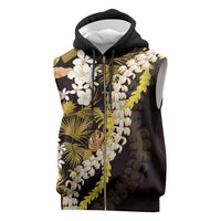 Kula Aloha Hawaii Lei Sleeveless Zip Hoodie Tropical Flowers Elegant Vibe - Polynesian Pride