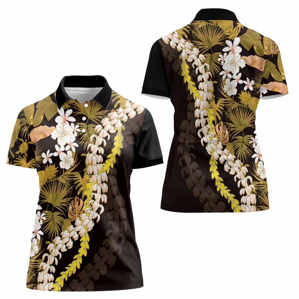 Kula Aloha Hawaii Lei Women Polo Shirt Tropical Flowers Elegant Vibe - Polynesian Pride