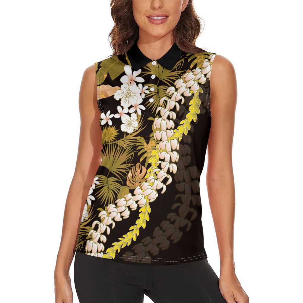 Kula Aloha Hawaii Lei Women Sleeveless Polo Shirt Tropical Flowers Elegant Vibe - Polynesian Pride