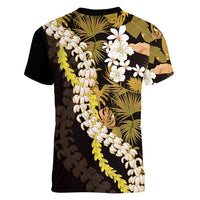 Kula Aloha Hawaii Lei Women V-Neck T-Shirt Tropical Flowers Elegant Vibe - Polynesian Pride