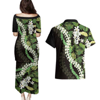 Omaomao Aloha Hawaii Lei Couples Matching Puletasi and Hawaiian Shirt Tropical Flowers Elegant Vibe - Polynesian Pride
