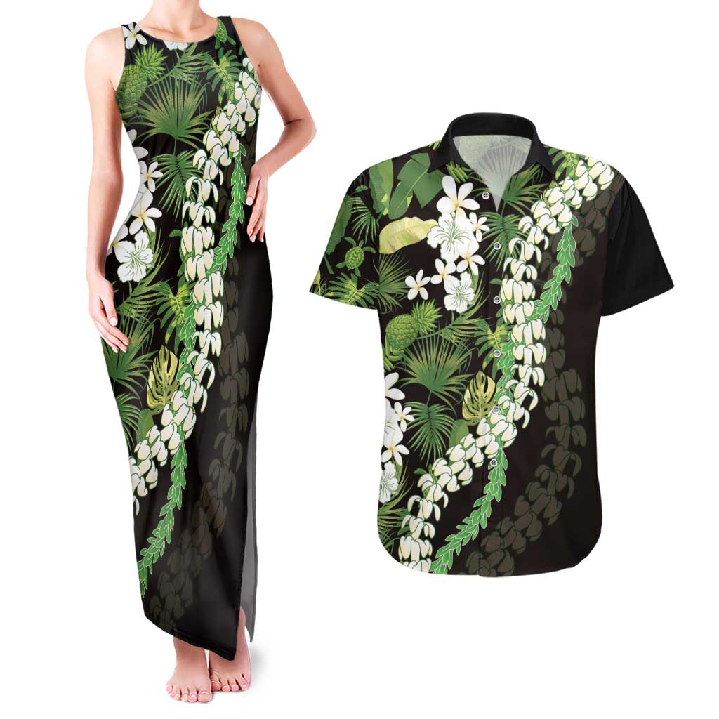 Omaomao Aloha Hawaii Lei Couples Matching Tank Maxi Dress and Hawaiian Shirt Tropical Flowers Elegant Vibe - Polynesian Pride