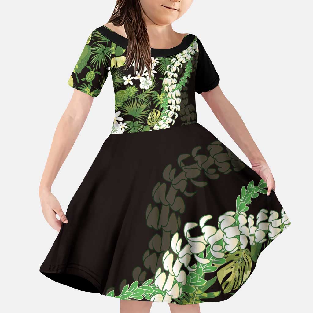 Omaomao Aloha Hawaii Lei Family Matching Long Sleeve Bodycon Dress and Hawaiian Shirt Tropical Flowers Elegant Vibe - Polynesian Pride