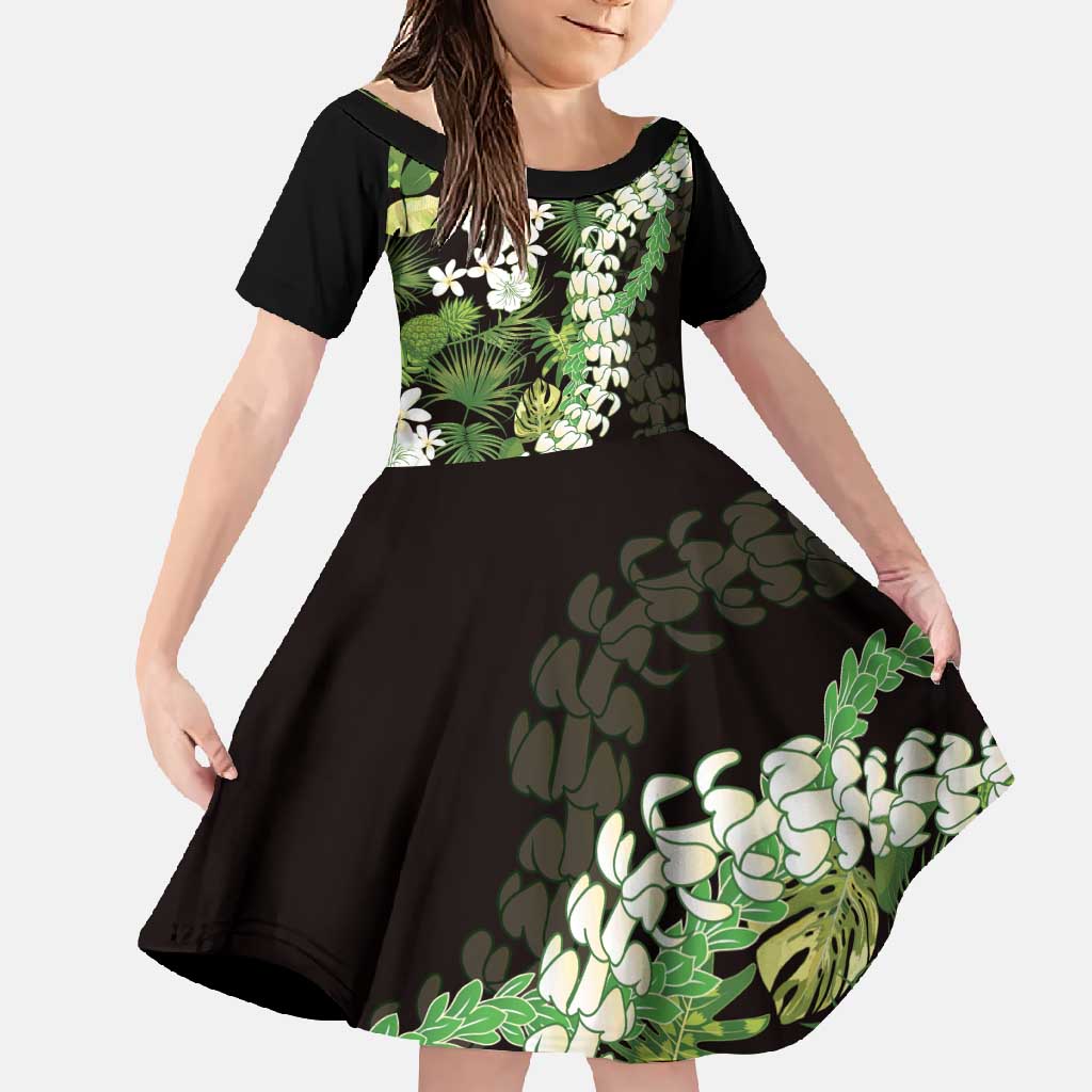 Omaomao Aloha Hawaii Lei Family Matching Off Shoulder Maxi Dress and Hawaiian Shirt Tropical Flowers Elegant Vibe - Polynesian Pride