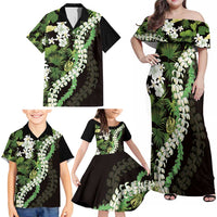 Omaomao Aloha Hawaii Lei Family Matching Off Shoulder Maxi Dress and Hawaiian Shirt Tropical Flowers Elegant Vibe - Polynesian Pride
