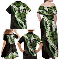 Omaomao Aloha Hawaii Lei Family Matching Off Shoulder Maxi Dress and Hawaiian Shirt Tropical Flowers Elegant Vibe - Polynesian Pride