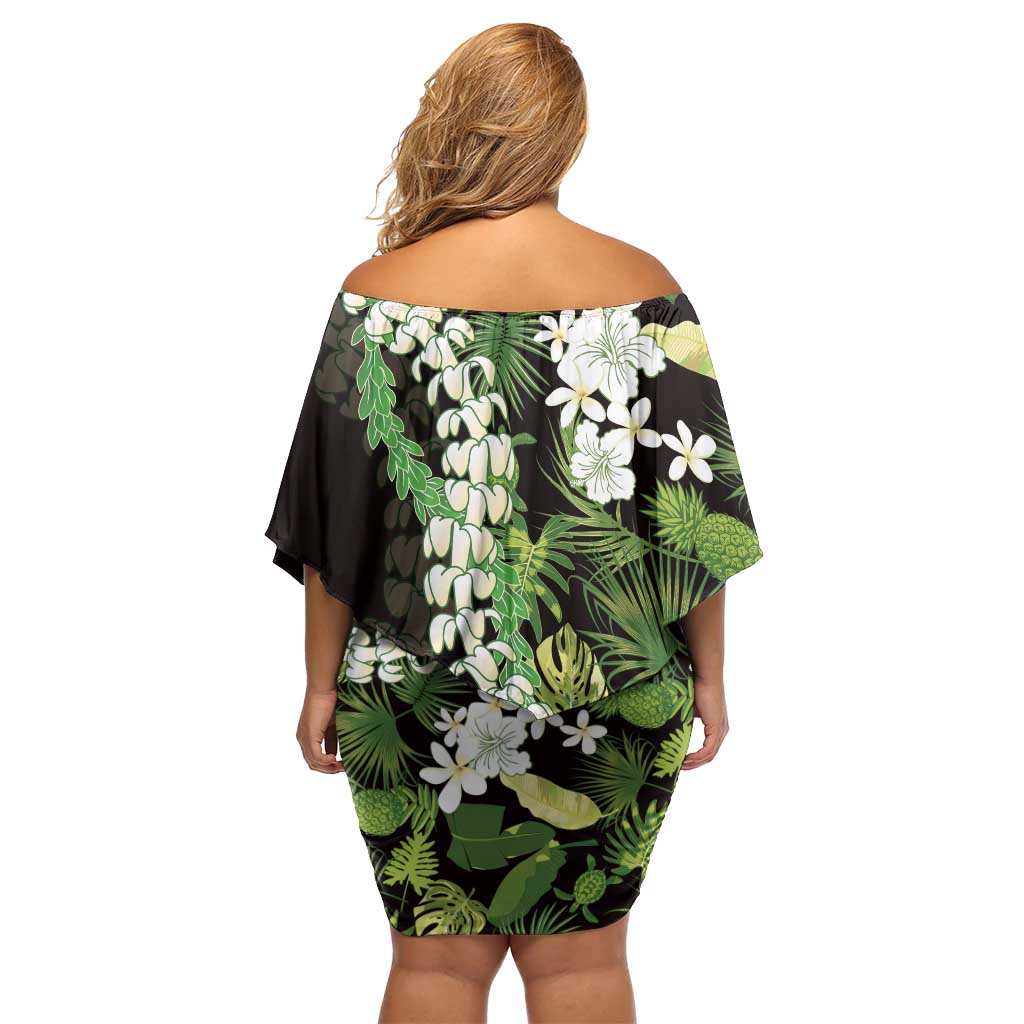 Omaomao Aloha Hawaii Lei Family Matching Off Shoulder Short Dress and Hawaiian Shirt Tropical Flowers Elegant Vibe - Polynesian Pride