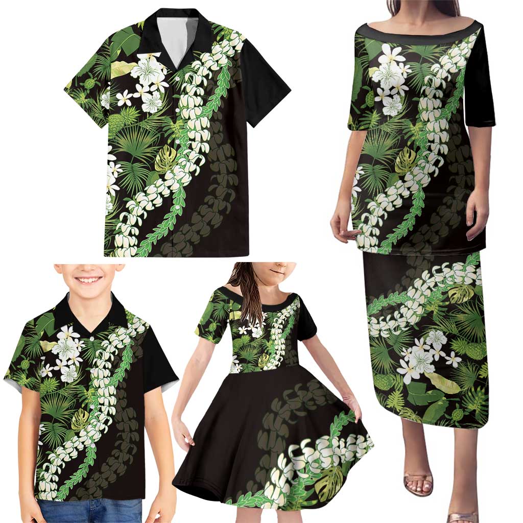 Omaomao Aloha Hawaii Lei Family Matching Puletasi and Hawaiian Shirt Tropical Flowers Elegant Vibe - Polynesian Pride