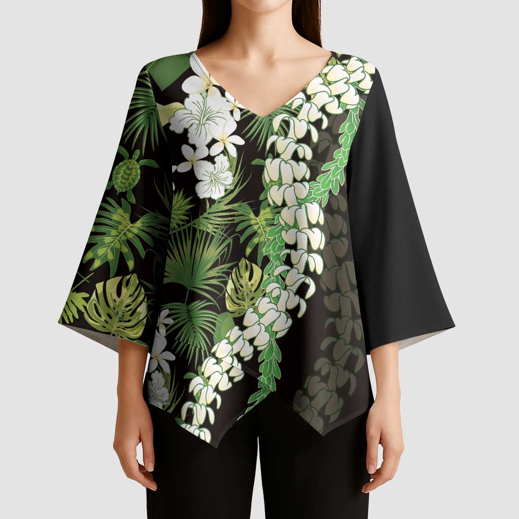 Omaomao Aloha Hawaii Lei Kimono Sleeve Blouse Tropical Flowers Elegant Vibe - Polynesian Pride