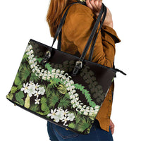 Omaomao Aloha Hawaii Lei Leather Tote Bag Tropical Flowers Elegant Vibe - Polynesian Pride
