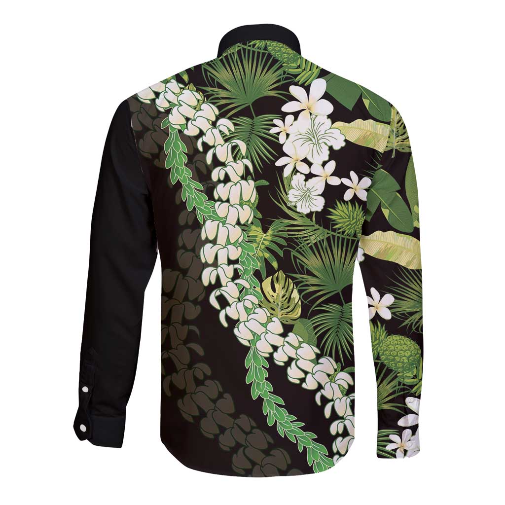 Omaomao Aloha Hawaii Lei Long Sleeve Button Shirt Tropical Flowers Elegant Vibe - Polynesian Pride
