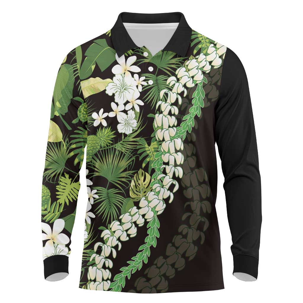 Omaomao Aloha Hawaii Lei Long Sleeve Polo Shirt Tropical Flowers Elegant Vibe - Polynesian Pride