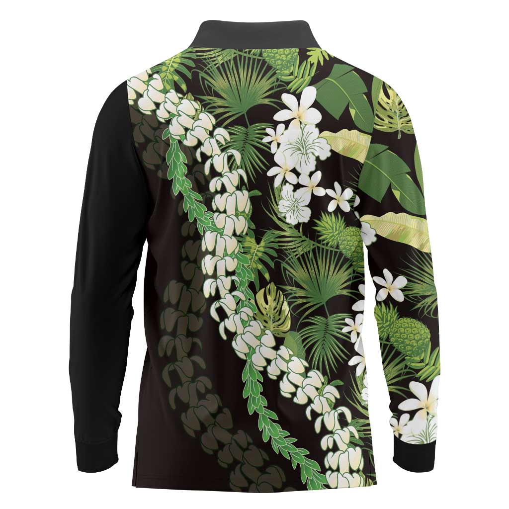 Omaomao Aloha Hawaii Lei Long Sleeve Polo Shirt Tropical Flowers Elegant Vibe - Polynesian Pride