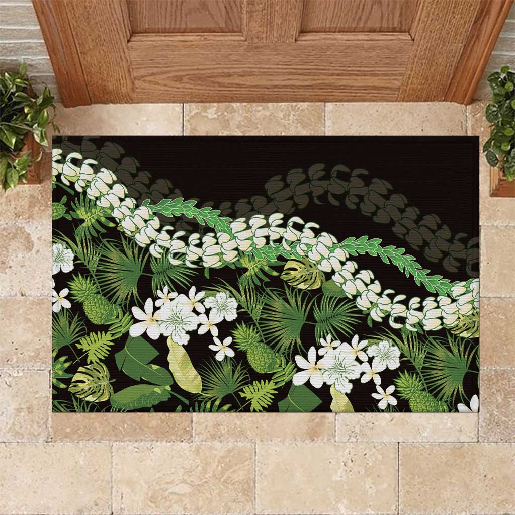 Omaomao Aloha Hawaii Lei Rubber Doormat Tropical Flowers Elegant Vibe - Polynesian Pride