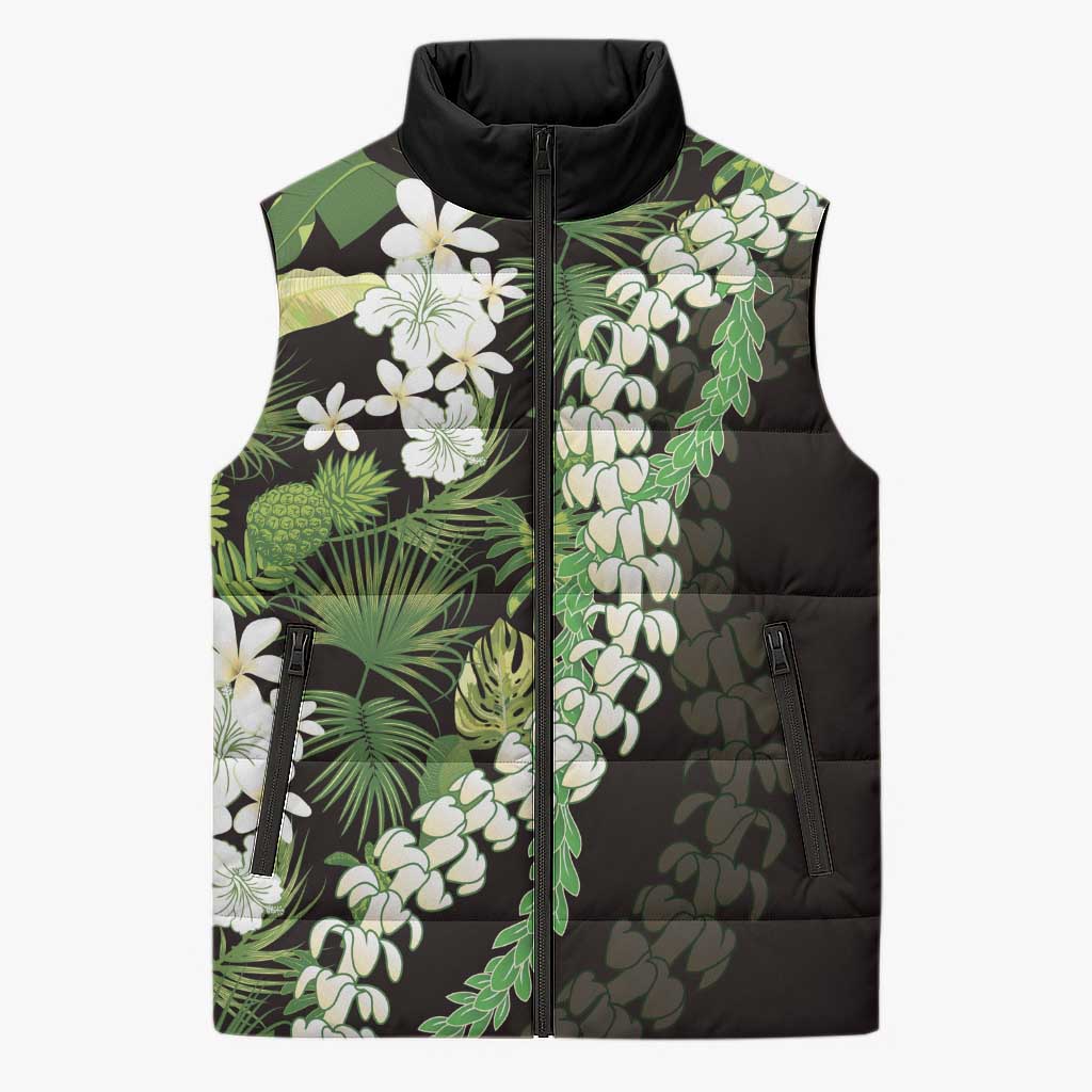 Omaomao Aloha Hawaii Lei Sleeveless Puffer Jacket Tropical Flowers Elegant Vibe - Polynesian Pride