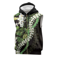 Omaomao Aloha Hawaii Lei Sleeveless Zip Hoodie Tropical Flowers Elegant Vibe - Polynesian Pride
