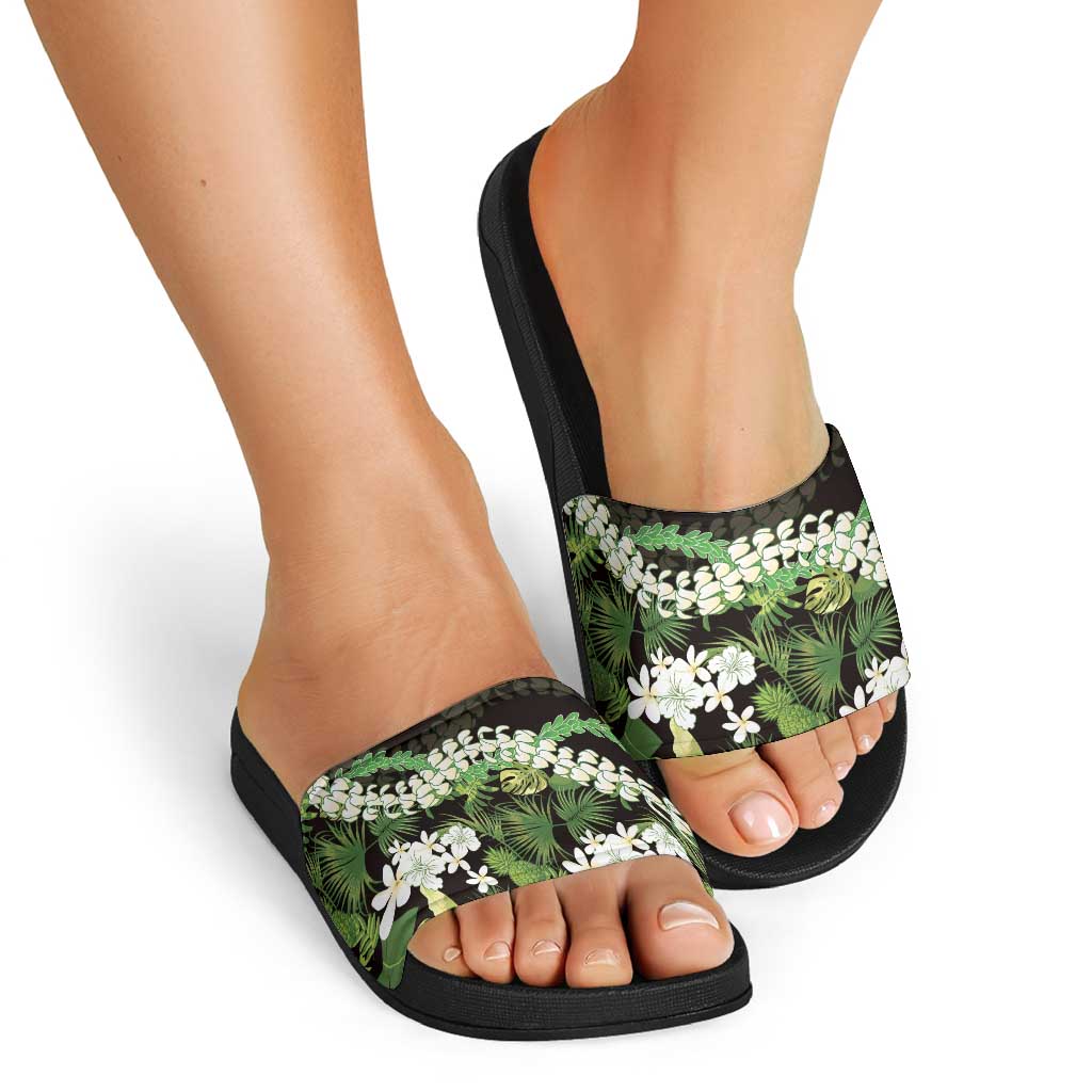 Omaomao Aloha Hawaii Lei Slide Sandals Tropical Flowers Elegant Vibe - Polynesian Pride