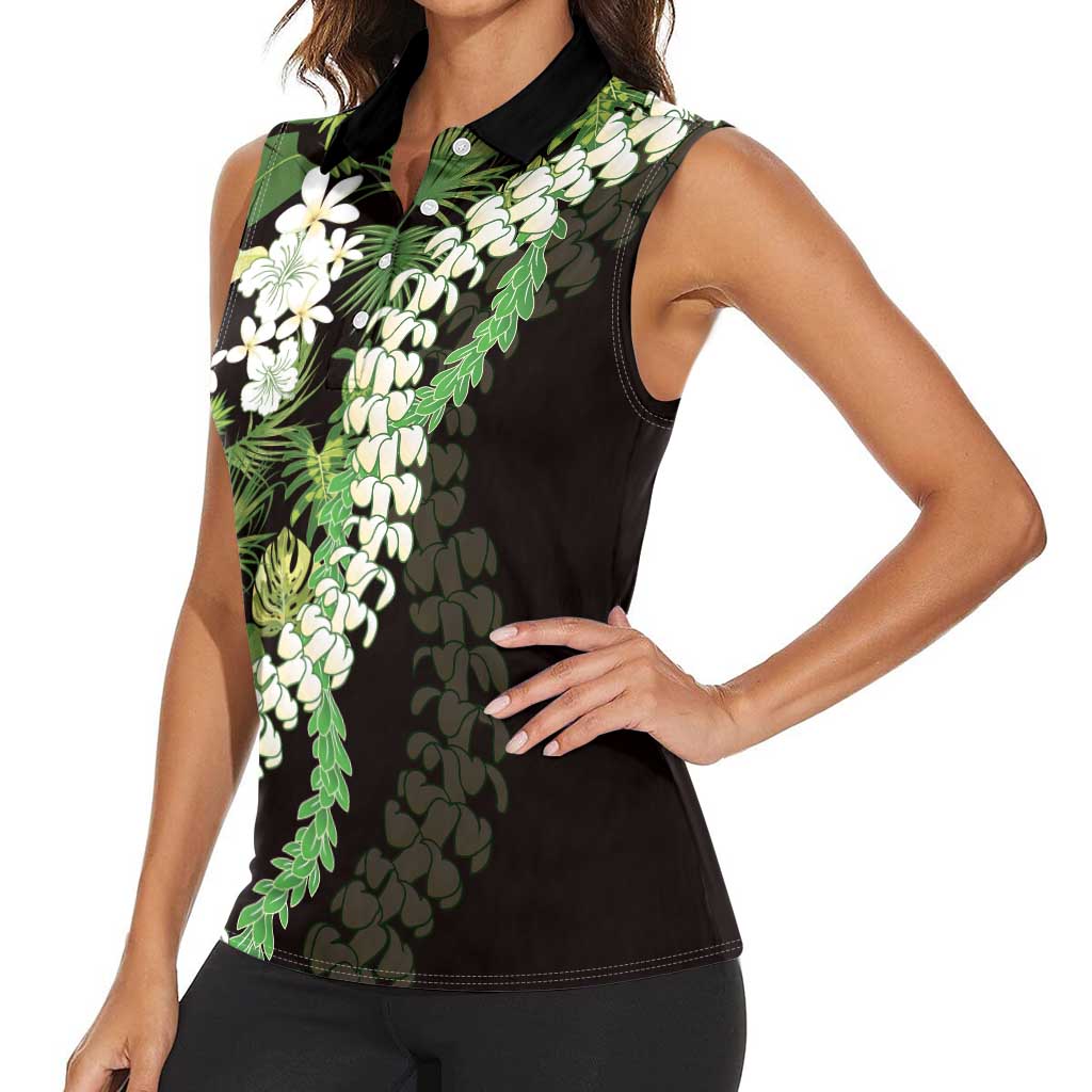 Omaomao Aloha Hawaii Lei Women Sleeveless Polo Shirt Tropical Flowers Elegant Vibe - Polynesian Pride
