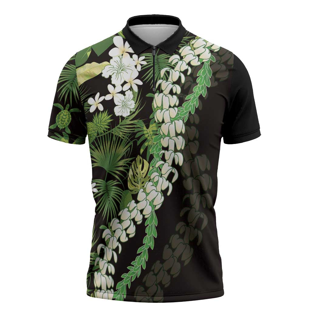 Omaomao Aloha Hawaii Lei Zipper Polo Shirt Tropical Flowers Elegant Vibe - Polynesian Pride