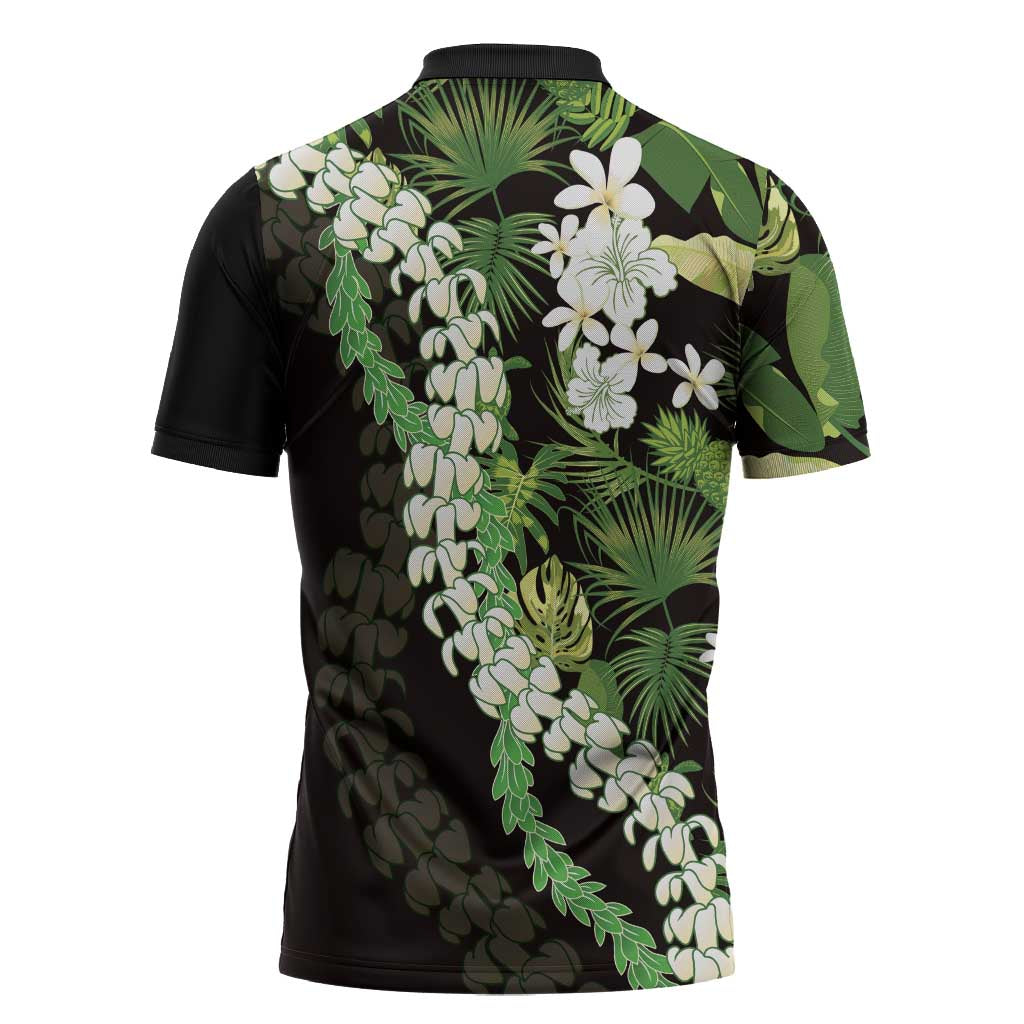 Omaomao Aloha Hawaii Lei Zipper Polo Shirt Tropical Flowers Elegant Vibe - Polynesian Pride