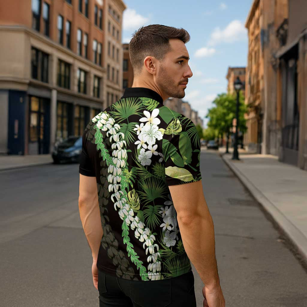 Omaomao Aloha Hawaii Lei Zipper Polo Shirt Tropical Flowers Elegant Vibe - Polynesian Pride