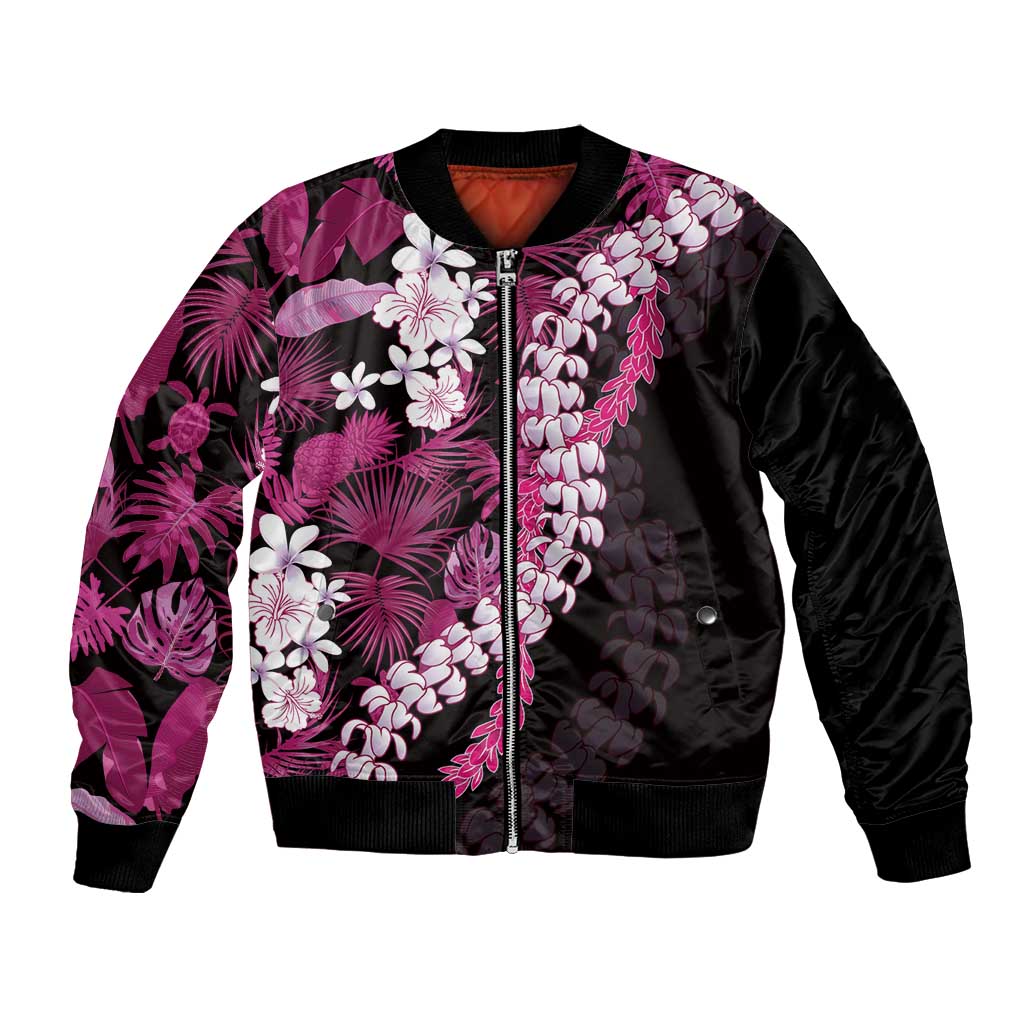 Akala Aloha Hawaii Lei Bomber Jacket Tropical Flowers Elegant Vibe - Polynesian Pride