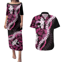 Akala Aloha Hawaii Lei Couples Matching Puletasi and Hawaiian Shirt Tropical Flowers Elegant Vibe - Polynesian Pride