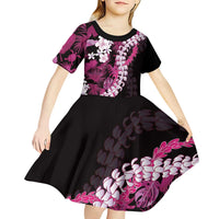Akala Aloha Hawaii Lei Kid Short Sleeve Dress Tropical Flowers Elegant Vibe - Polynesian Pride