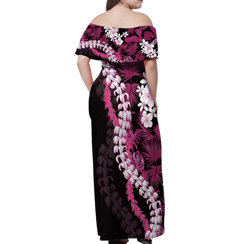 Akala Aloha Hawaii Lei Off Shoulder Maxi Dress Tropical Flowers Elegant Vibe - Polynesian Pride